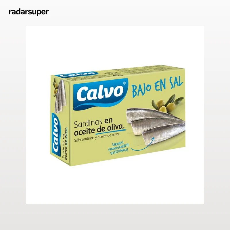 CALVO Sardinas en aceite de oliva bajo en sal 84 g.