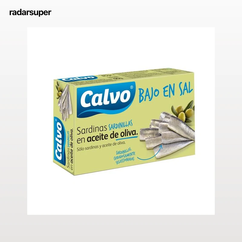 CALVO Sardinillas en aceite de oliva con contenido reducido en sal 60 g.