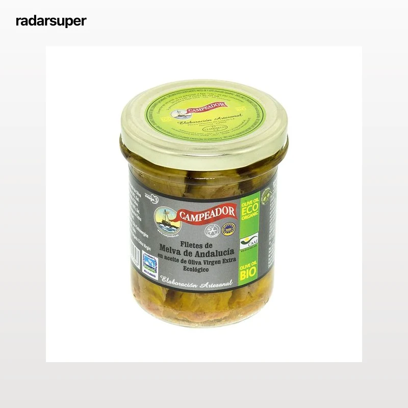CAMPEADOR Melva de Andalucía, filetes en aceite de oliva virgen extra ecológica CAMPEADOR 135 g.