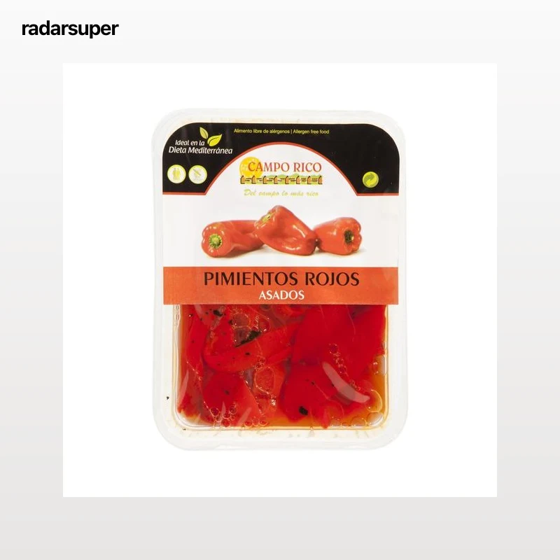 CAMPO RICO Pimientos rojos asados pelados y troceados 350 g.