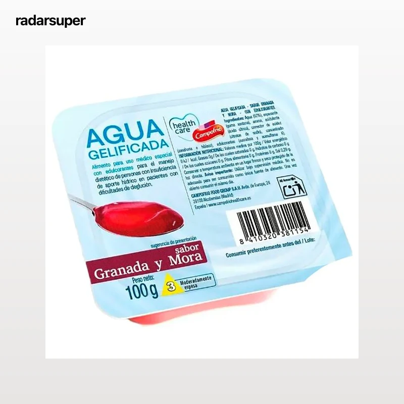 CAMPOFRIO Agua gelificada de granada y mora healthcare 100 g.