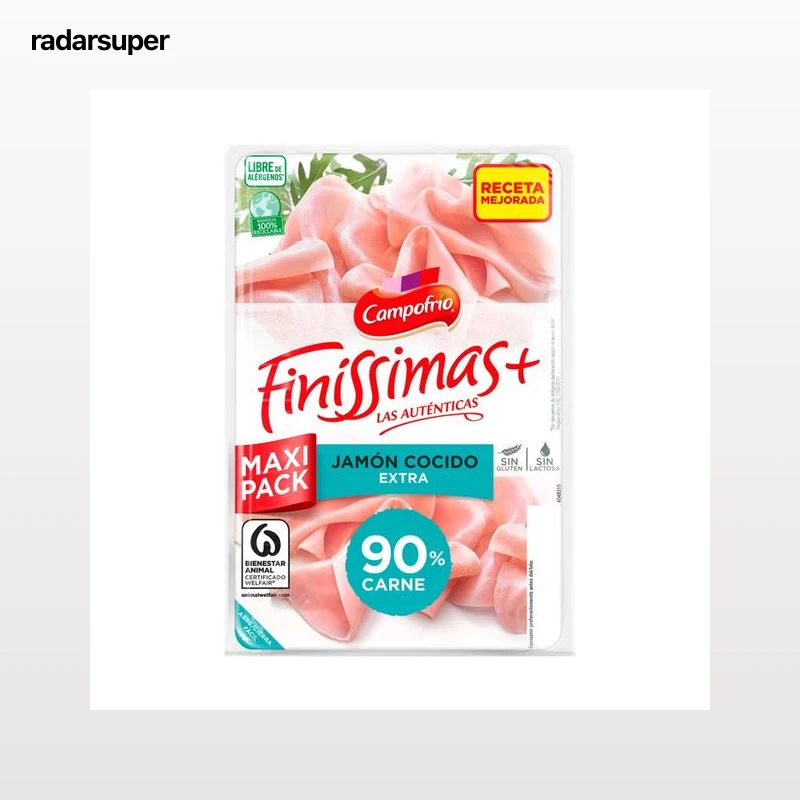 CAMPOFRÍO Finissimas Jamón cocido extra, cortado en lonchas 170 g.