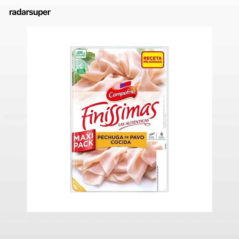 CAMPOFRÍO Finissimas Pechuga de pavo cocida cortada en finas lonchas 165 g.