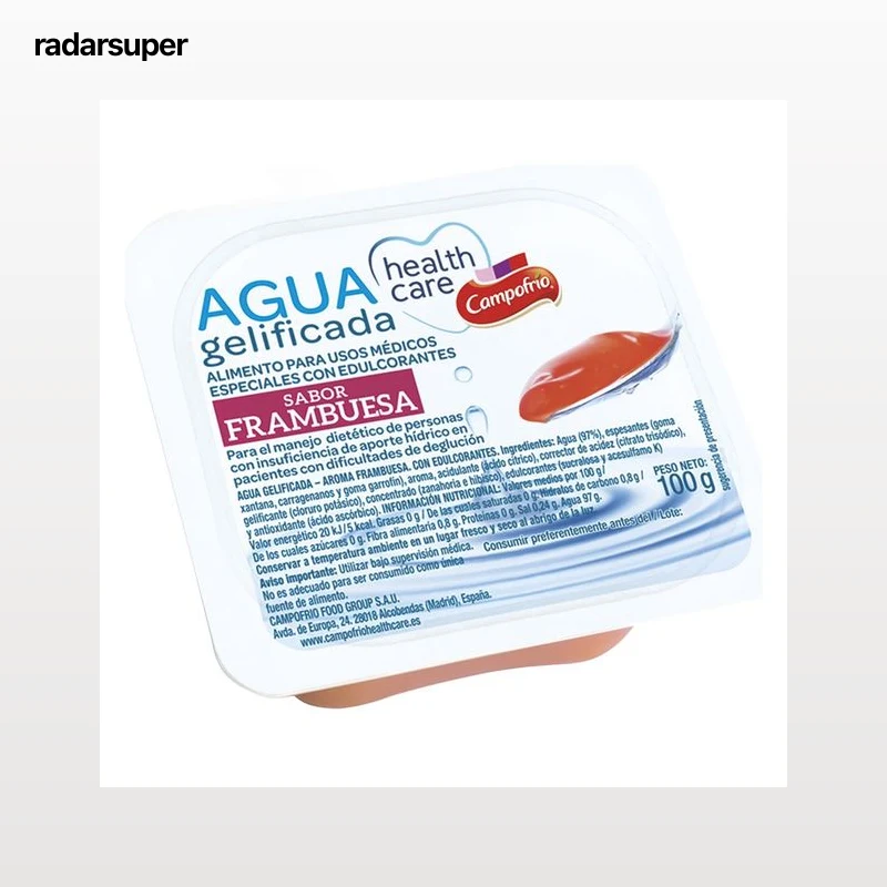 CAMPOFRÍO Healthcare Agua gelificada sabor frambuesa 100 g.