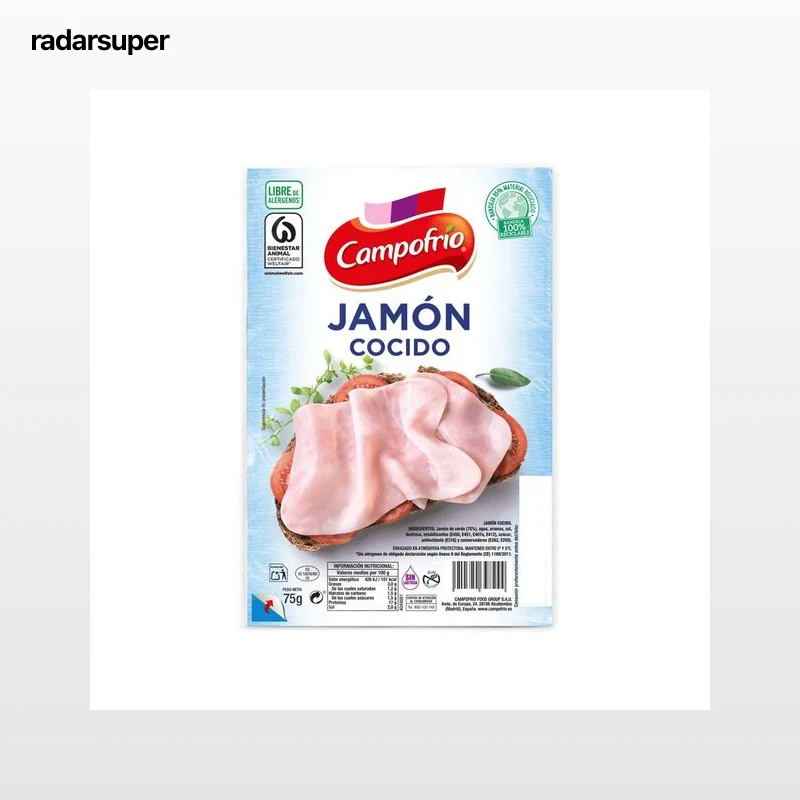 CAMPOFRÍO Jamón cocido cortado en lonchas 75 g.