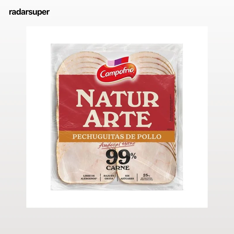 CAMPOFRÍO Naturarte Pechuguitas de pollo asadas al horno, cortadas en lonchas 90 g.