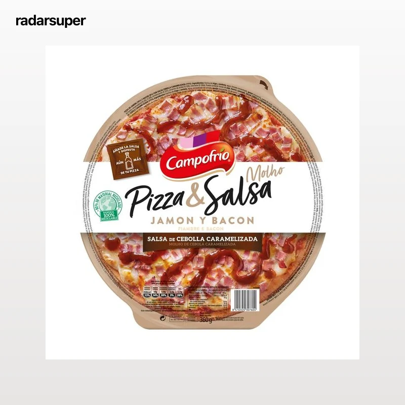 CAMPOFRÍO Pizza congelada de jamón y bacon con salsa de cebolla caramelizada CAMPOFRÍO 360 g.