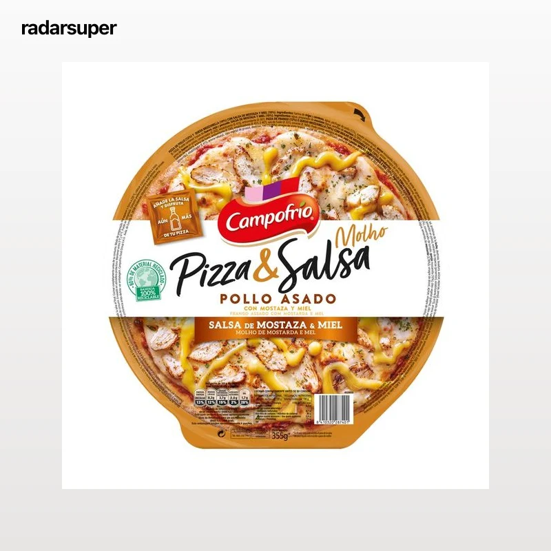 CAMPOFRÍO Pizza de pollo asado con salsa de mostaza y miel CAMPOFRÍO 355 g.