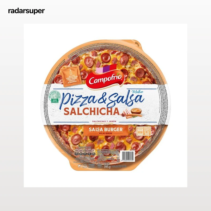 CAMPOFRÍO Pizza & salsa Pizza de salchichas, jamón y salsa burger 395 g.