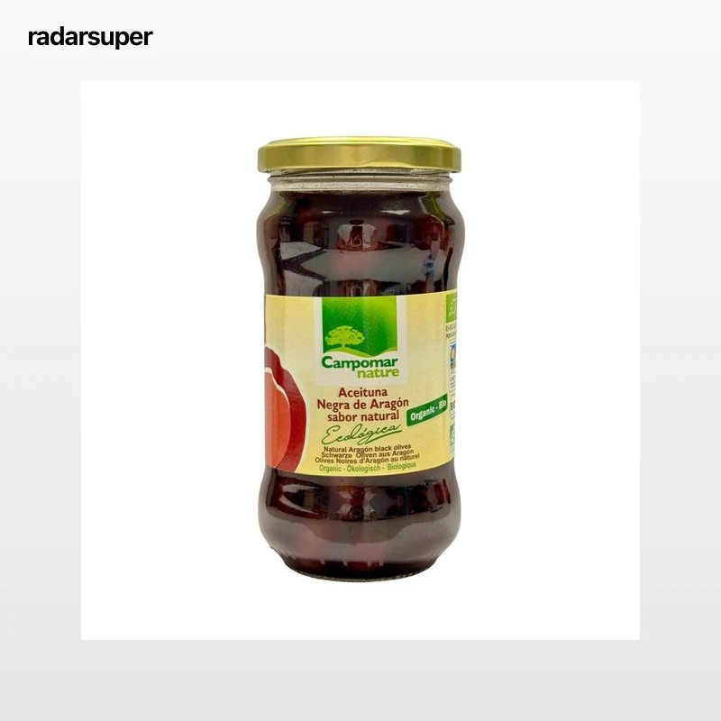 CAMPOMAR NATURE Aceituna negra de Aragón ecológica, sabor natural bote 200 g.