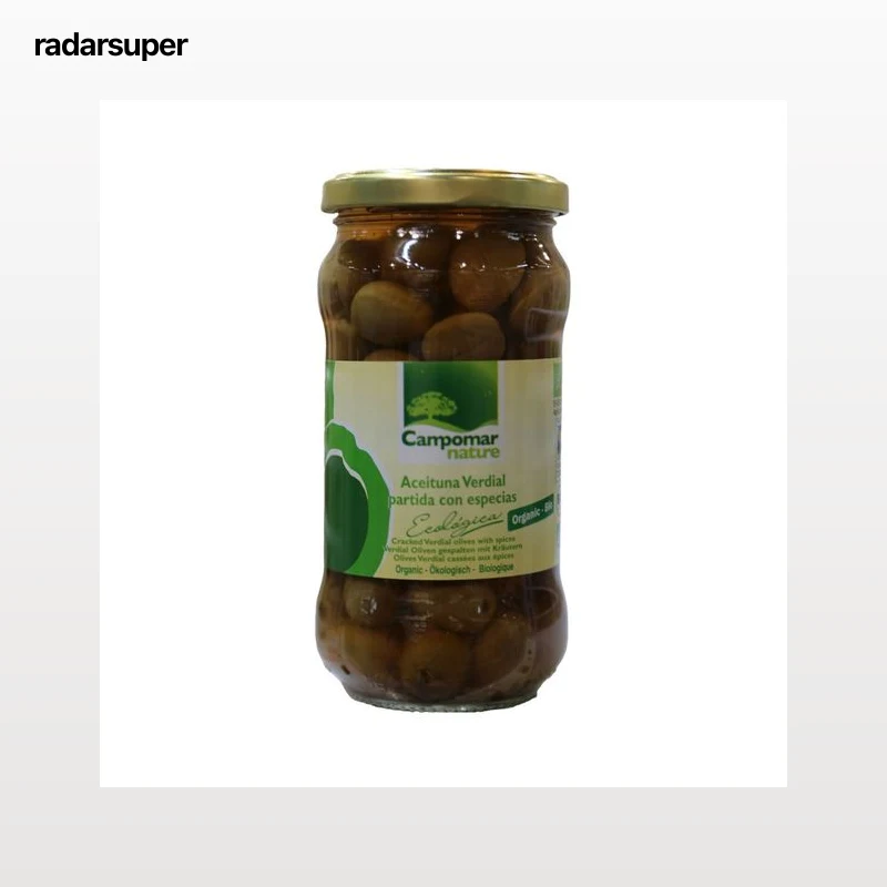 CAMPOMAR NATURE Aceituna Verdial ecológicas partida con especias 200 g.