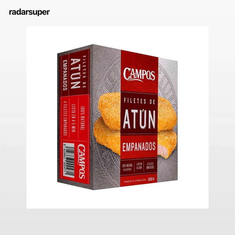 CAMPOS Filetes de atún empanados 100% naturales (sin aditivos) 320 g.