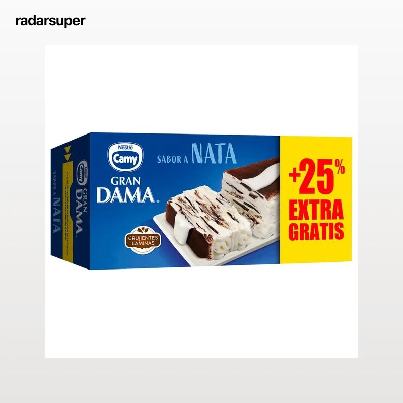 CAMY Tarta de helado de nata con laminas de crujiente chocolate, recubierta de cacao 750 ml.
