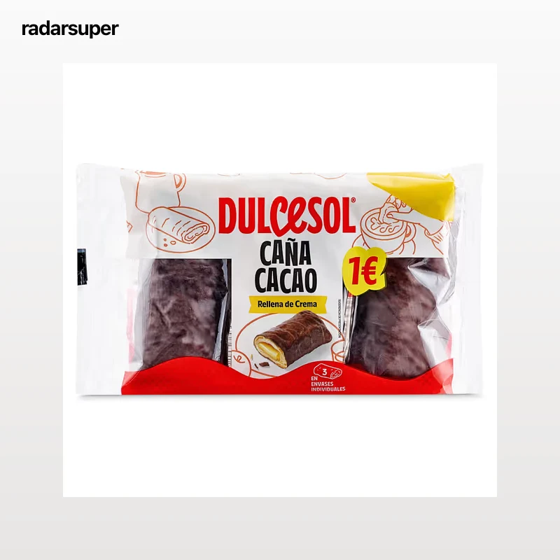 Caña rellena de crema bañada en cacao Dulcesol 153 g