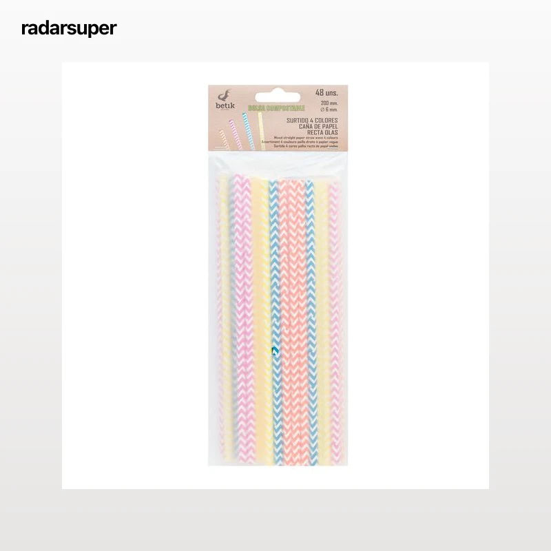 Cañas de papel Betik 48 uds rectas surtido de cuatro colores