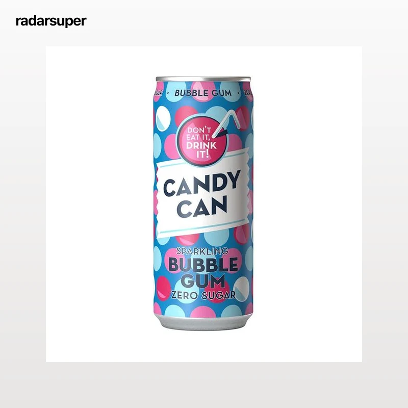 CANDY CAN Refresco sin azúcar con sabor a chicle Bubble Gum lata 33 cl.