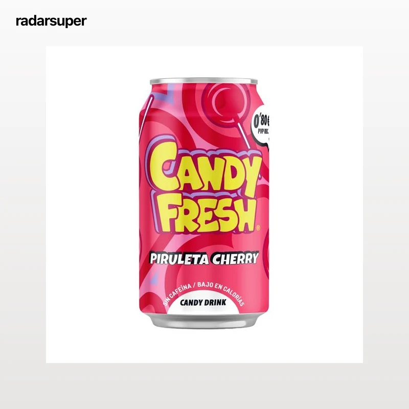 CANDYFRESH Bebida refrescante con sabor a piruleta cherry lata 33cl