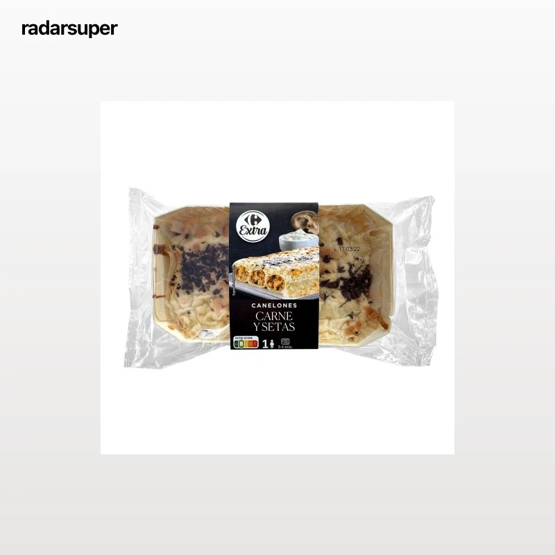 Canelones de carne y setas Carrefour Extra 350 g.