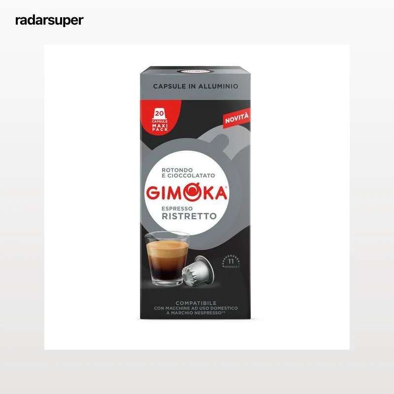 Cápsulas de café compatibles con Nespresso espresso ristretto intensidad 11 Gimoka 20 cápsulas