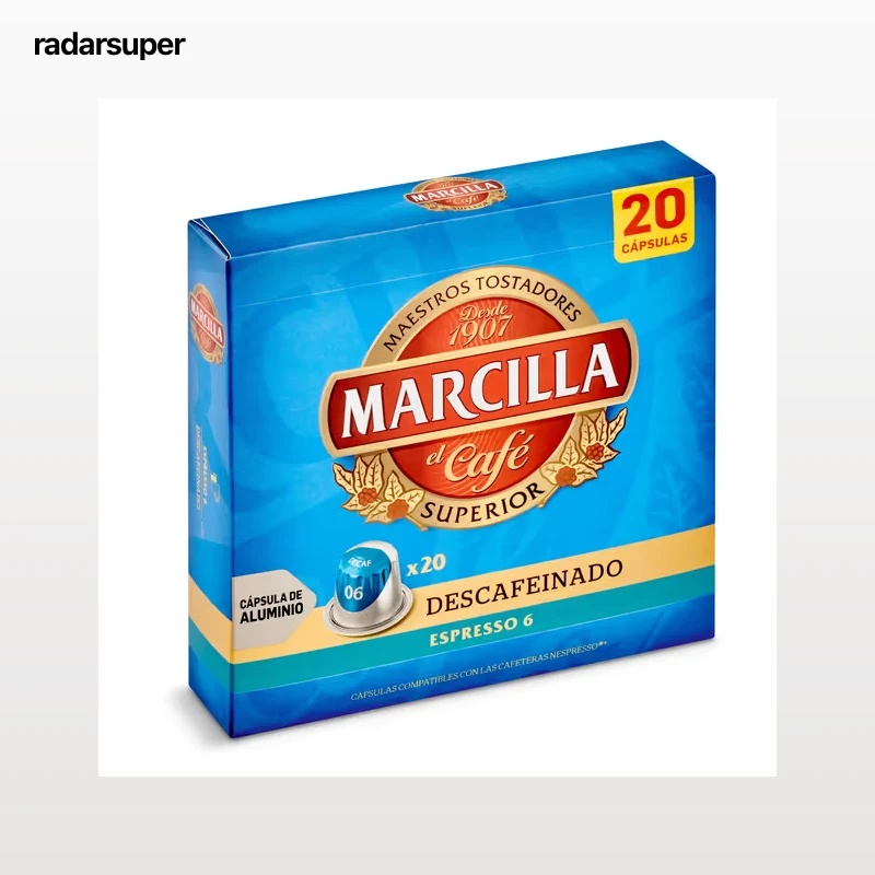 Cápsulas de café espresso descafeinado Marcilla 20 unidades