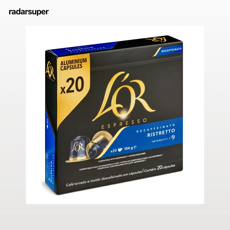 Cápsulas de café ristretto descafeinado L'Or 20 unidades