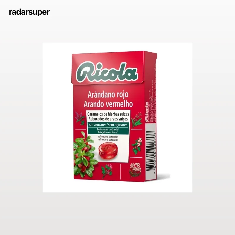 Caramelo sabor arándano rojo sin azúcar Ricola 50 g.