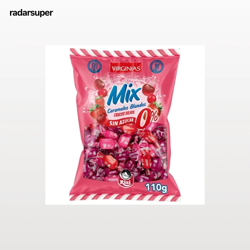 Caramelos blandos sabor frutos rojos Virginias sin gluten, sin lactosa y sin azúcar 110 g.