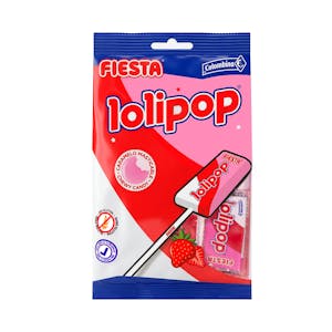 Caramelos masticables con palo Lolipop Fiesta sabor fresa