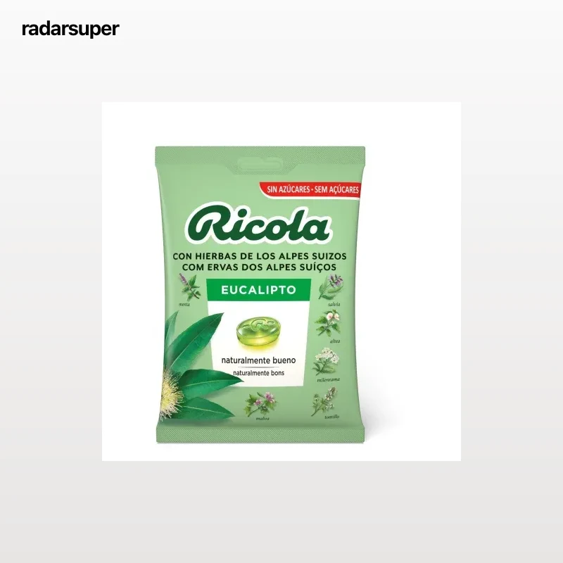 Caramelos sabor eucalipto sin azúcar Ricola 70 g.