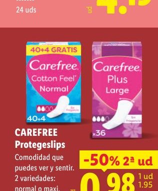 CAREFREE Protegeslips 2 variedades: normal o maxi