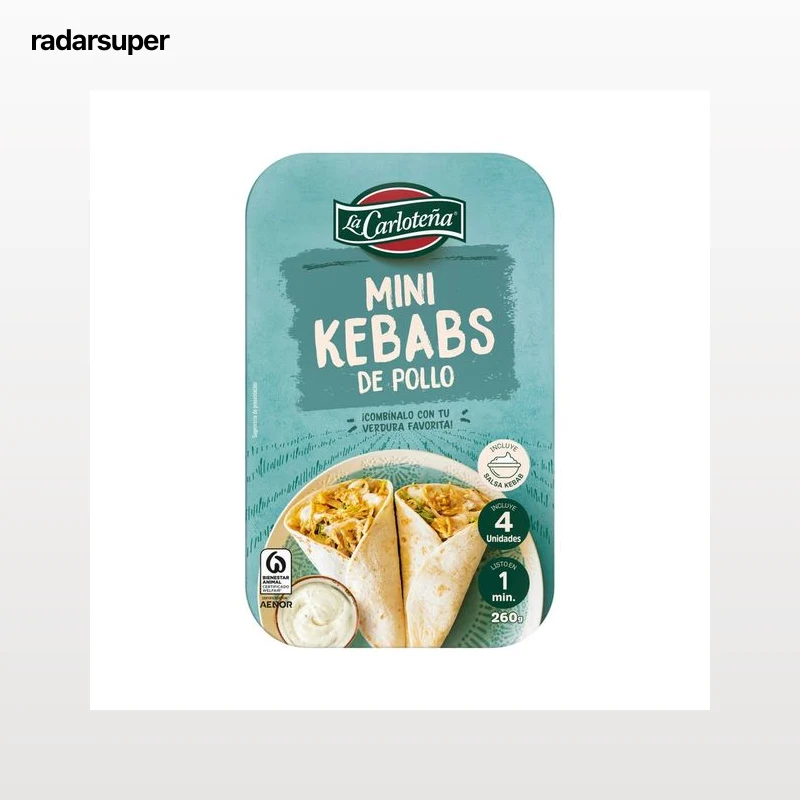 LA CARLOTELA Mini kebabs de pollo, listos para calentar y comer 260 g.