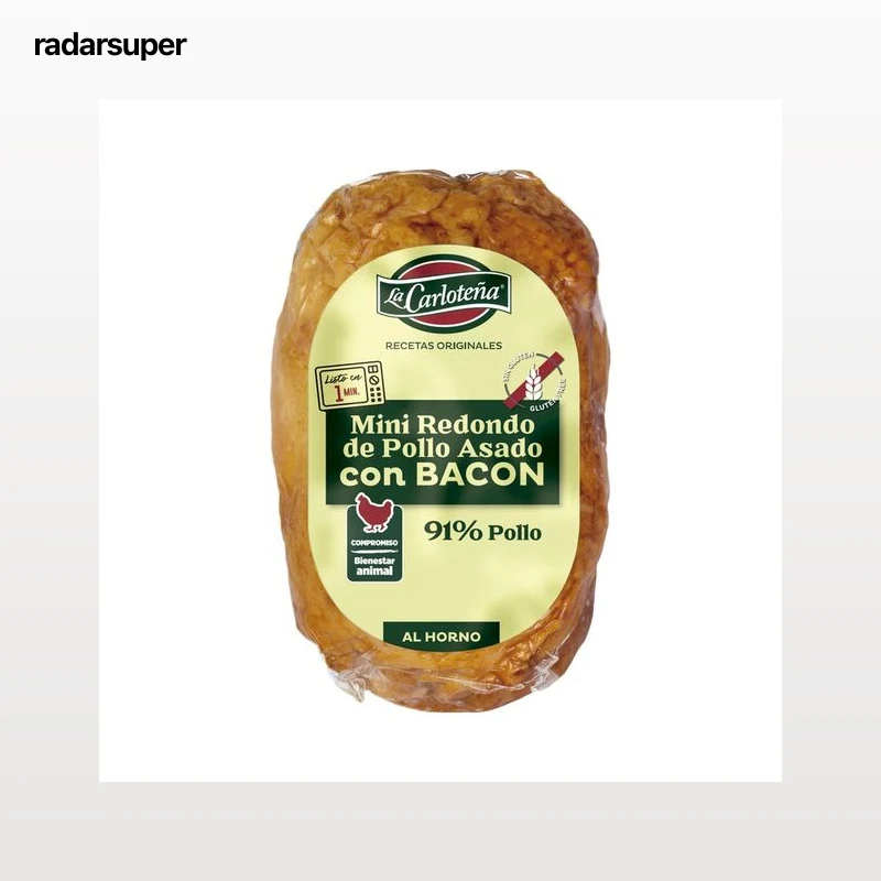 LA CARLOTEÑA Mini redondo de pollo (91%) deshuesado y all horno, con bacon (5%) y sin gluten LA CARLOTEÑA 250 g.