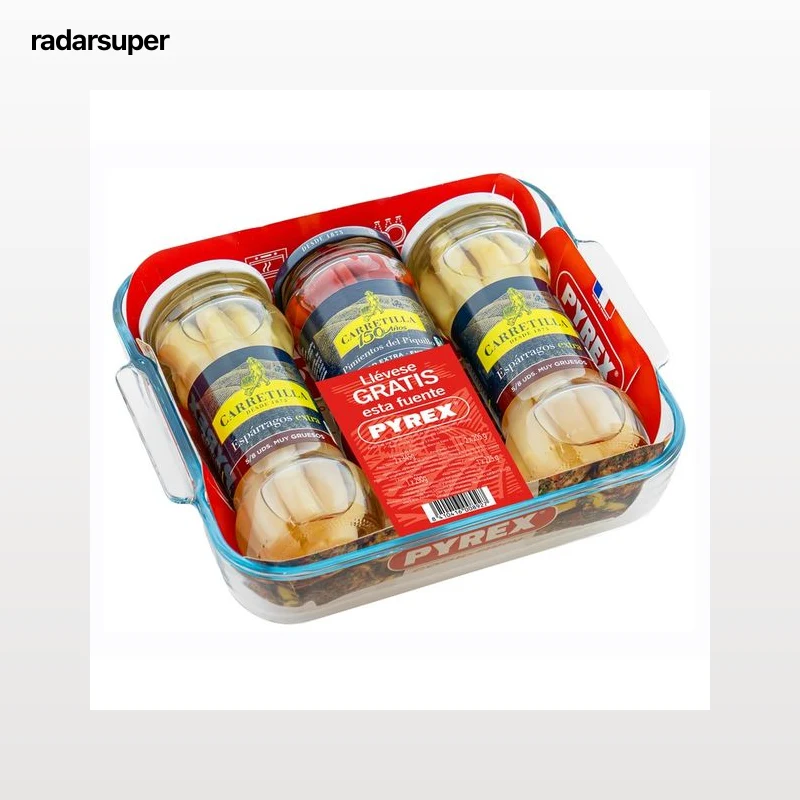 CARRETILLA Dos tarros de espárragos + uno de pimientos piquillo + bandeja pyrex 410 g.