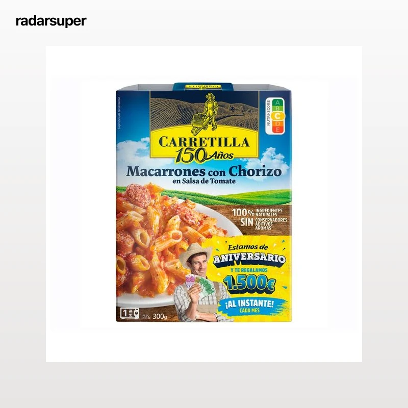 CARRETILLA Macarrones con chorizo en salsa de tomate 300 g.