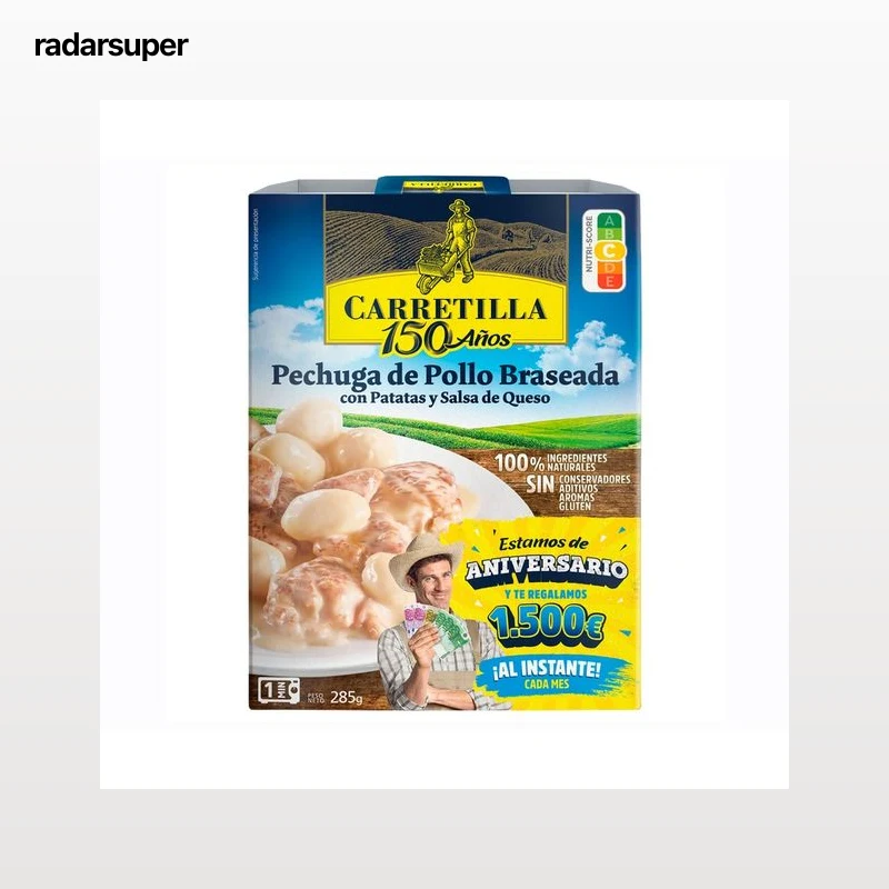 CARRETILLA Pechuga de pollo braseada con patatas y salsa de queso 285 g.