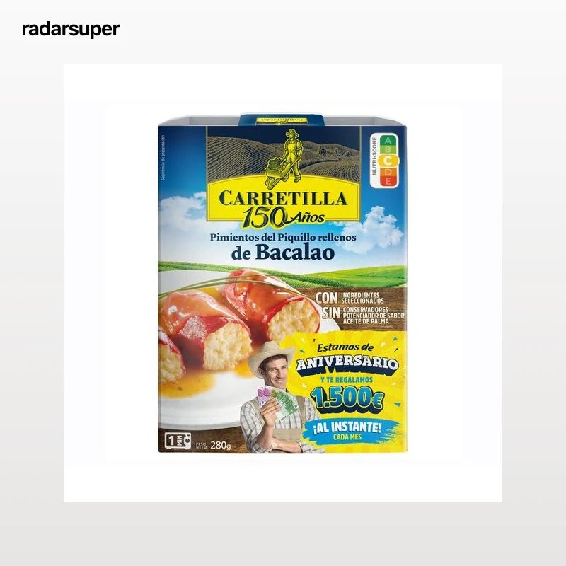 CARRETILLA Pimientos del Piquillo rellenos de bacalao 280 g.