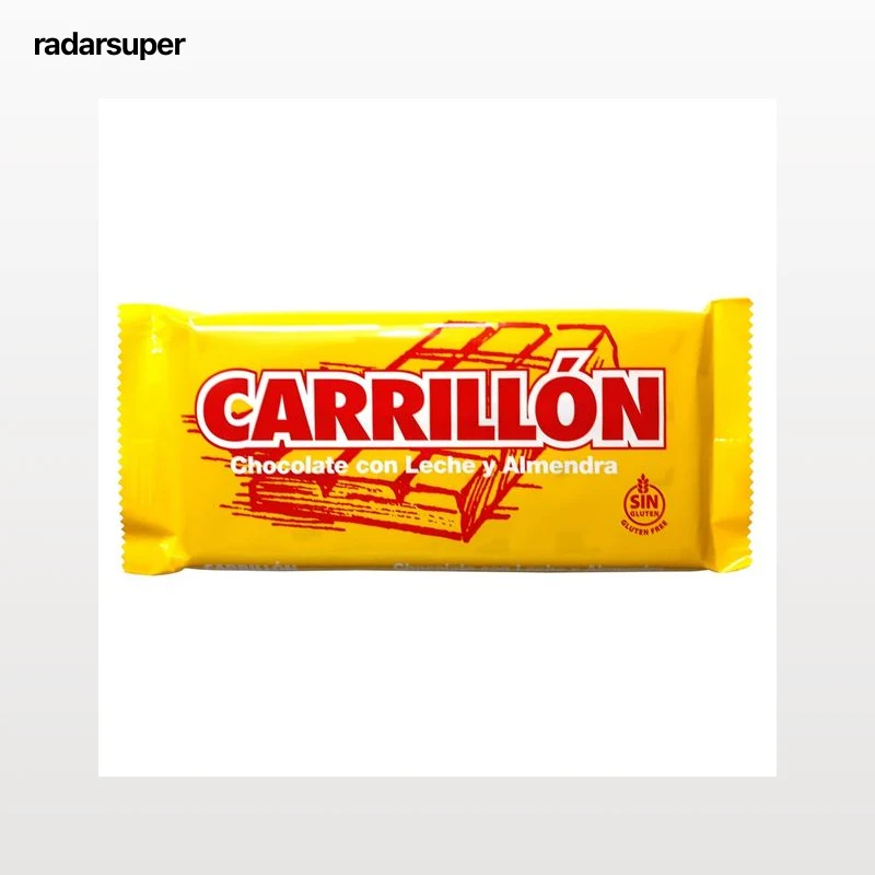CARRILLÓN Chocolate con leche y almendras elaborado sin gluten tableta de 100 g.