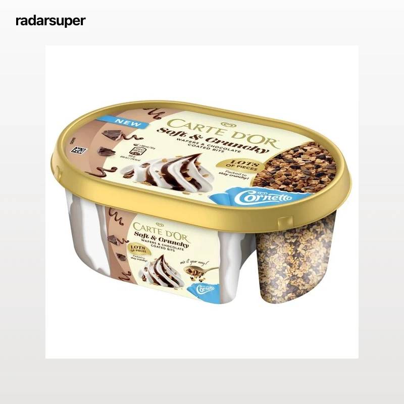 CARTE D'OR Cornetto Tarrina de helado de vainilla con salsa de chocolate y trocitos de barquillo 750 ml.