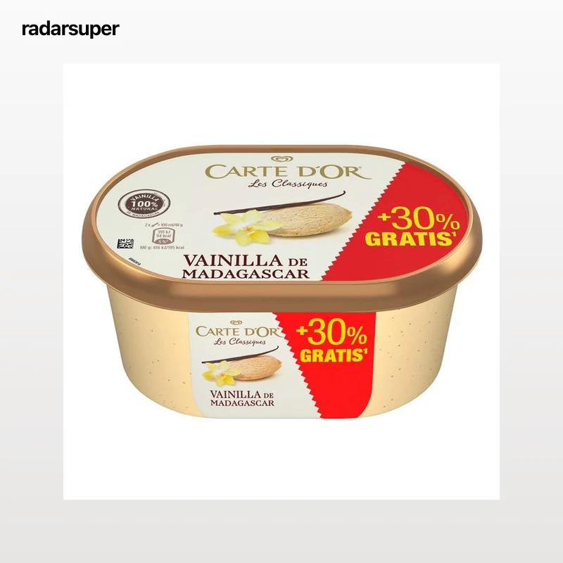 CARTE D"OR Tarrina de helado de vainilla 100% natural de Madagascar 1.3 l.