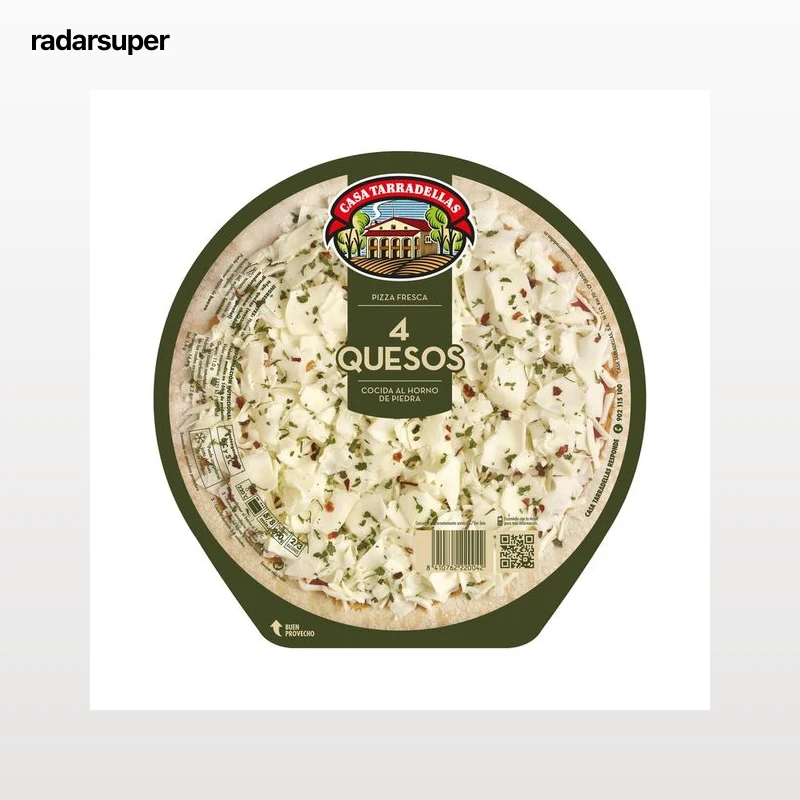 CASA TARRADELLAS Pizza fresca 4 quesos cocida al horno de piedra CASA TARRADELLAS 390 g.