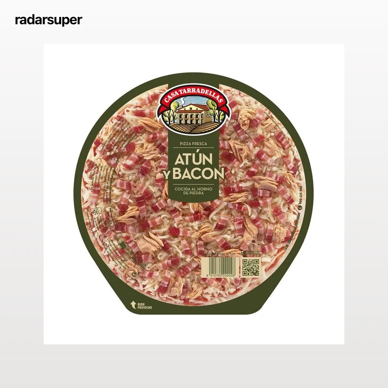 CASA TARRADELLAS Pizza fresca de atún y bacon cocida al horno de piedra CASA TARRADELLAS 405 g.