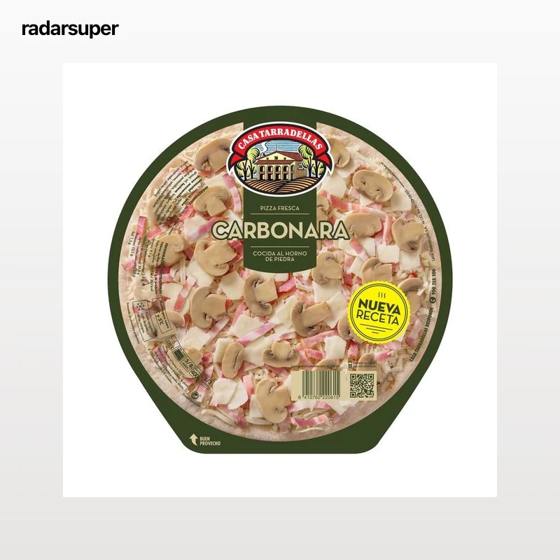 CASA TARRADELLAS Pizza fresca carbonara cocida al horno de piedra CASA TARRADELLAS 400 g.