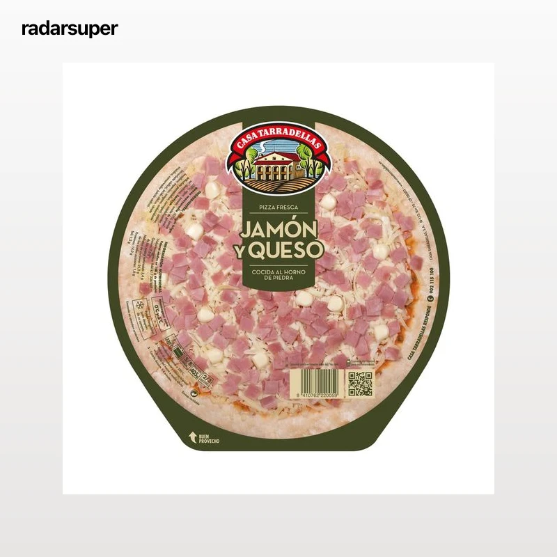 CASA TARRADELLAS Pizza fresca de jamón y queso cocida al horno de piedra CASA TARRADELLAS 405 g.