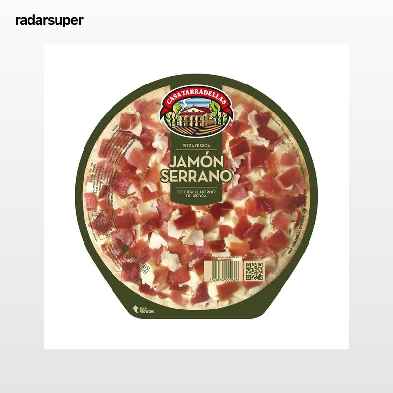 CASA TARRADELLAS Pizza fresca de jamón serrano cocida al horno de piedra CASA TARRADELLAS 390 g.