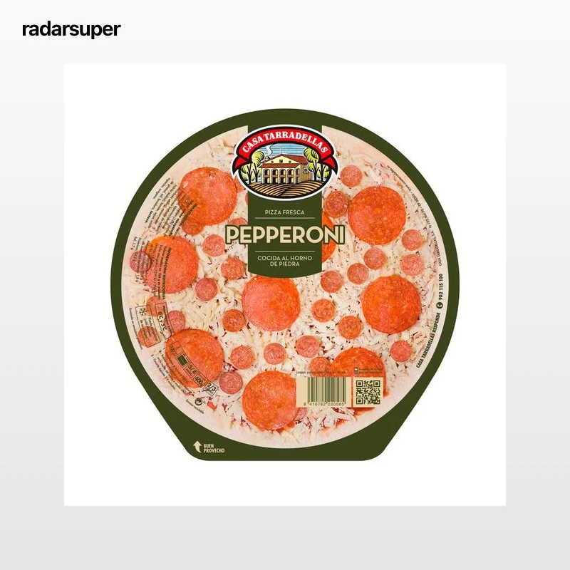 CASA TARRADELLAS Pizza fresca de pepperoni cocida al horno de piedra CASA TARRADELLAS 400 g.