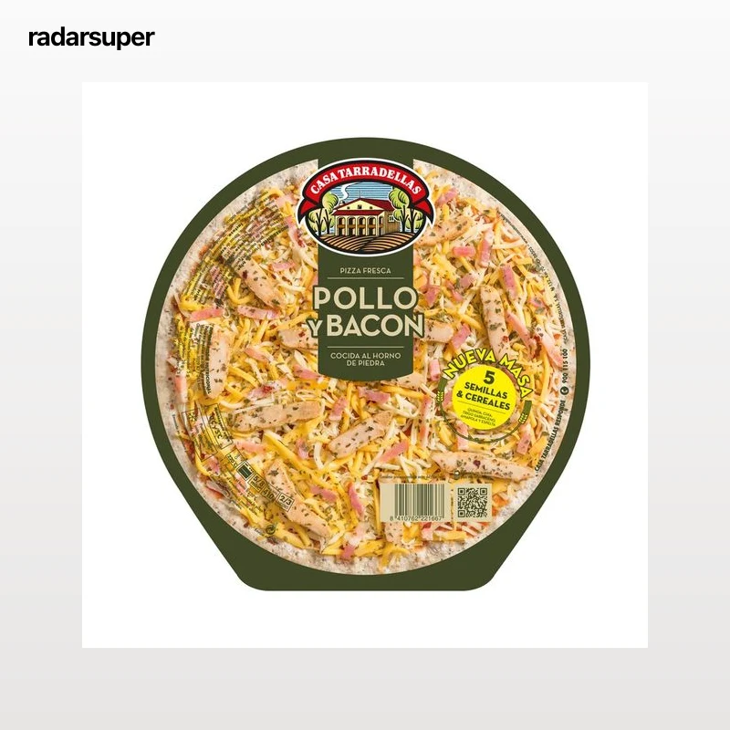 CASA TARRADELLAS Pizza fresca de pollo y bacon, cocida al horno de piedra CASA TARRADELLAS 410 g.