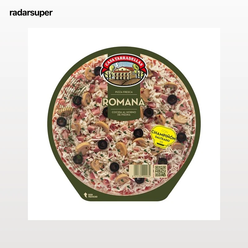 CASA TARRADELLAS Pizza fresca romana con champiñón salteado y cocida al horno de piedra CASA TARRADELLAS 410 g.