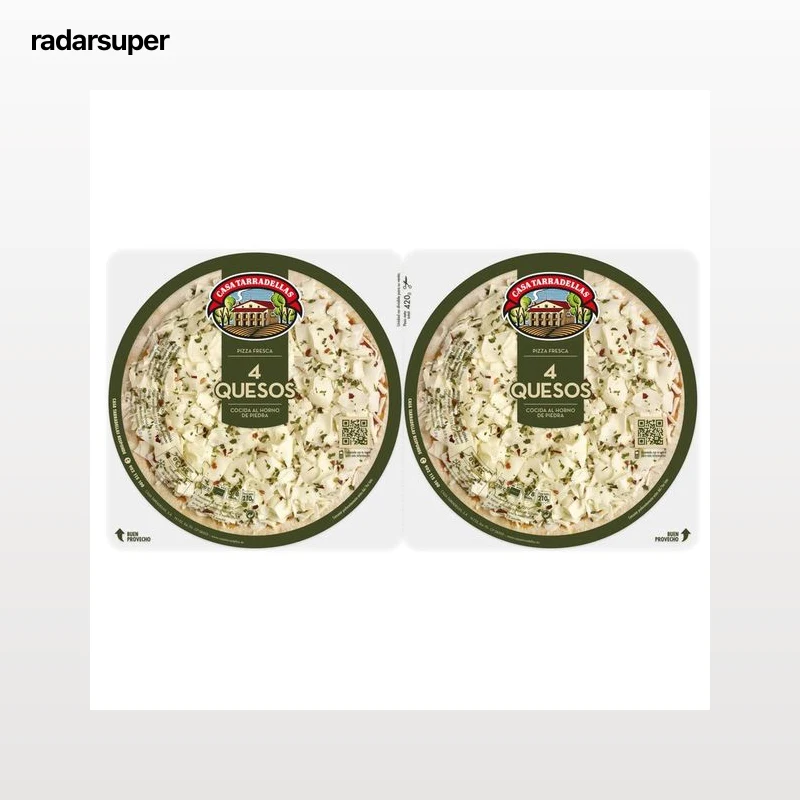CASA TARRADELLAS Pizzas pequeñas frescas 4 quesos cocidas al horno de piedra CASA TARRADELLAS 2 x 210 g.
