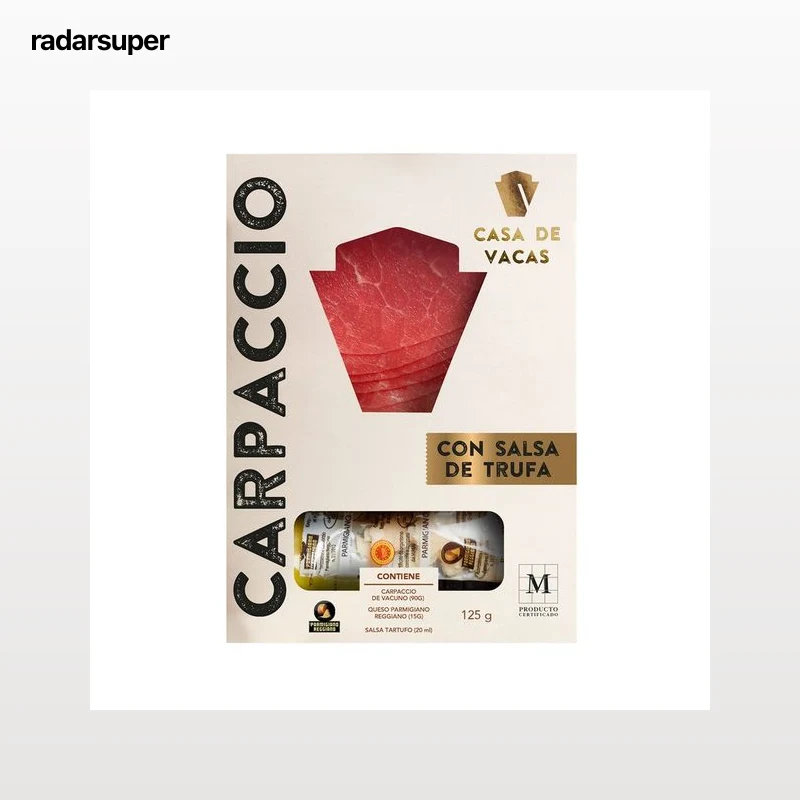 CASA DE VACAS Carpaccio de vacuno marinado con salsa de trufa 90 g.