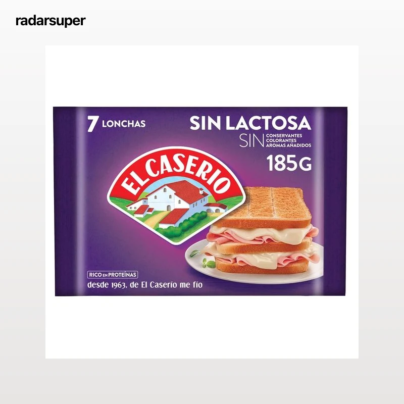 EL CASERÍO Queso en lonchas sin lactosa 7 uds. EL CASERÍO 185 g.